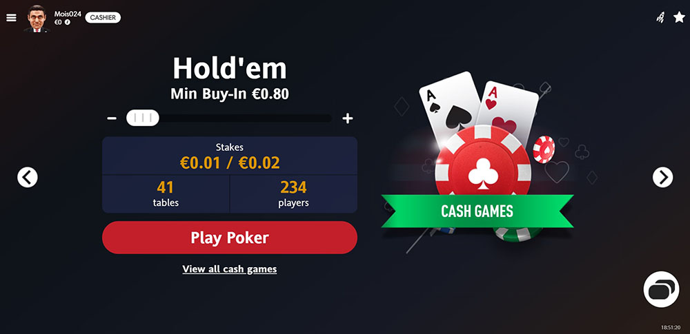 Página da sala de jogos ChampionPoker